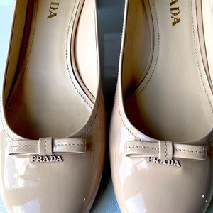 Prada pink leather low heel
